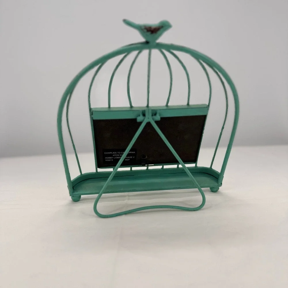 Teal Metal Birdcage Photo Frame Distressed Shabby Chic 4x6 Horizontal‎